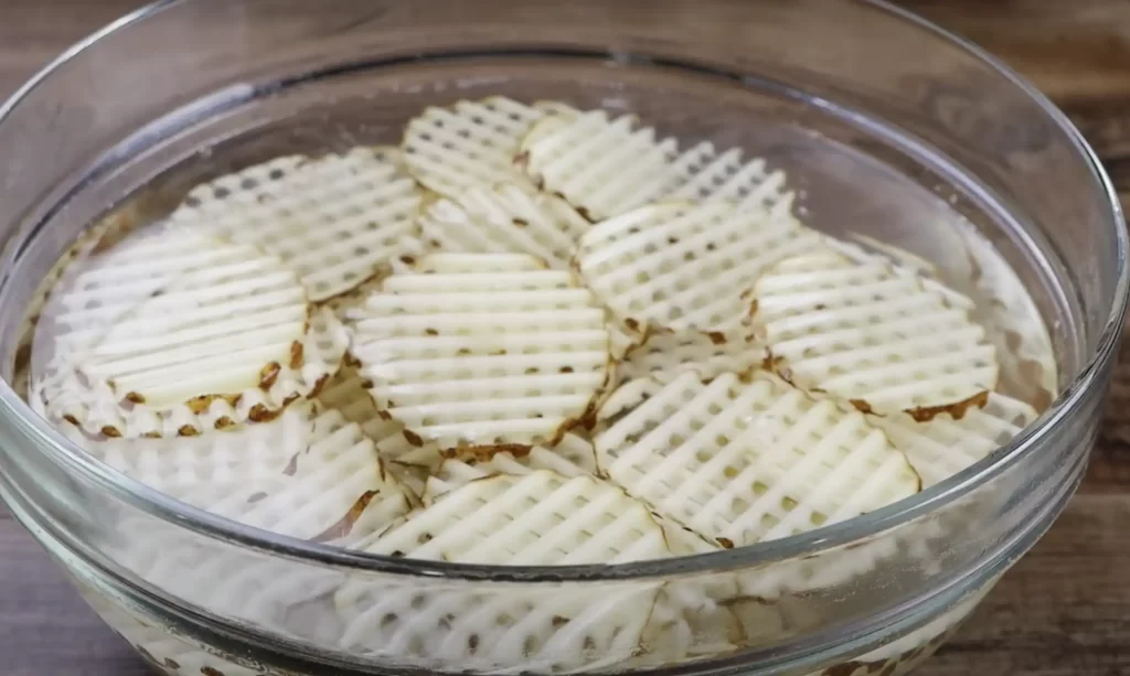 soaking the waffle fries